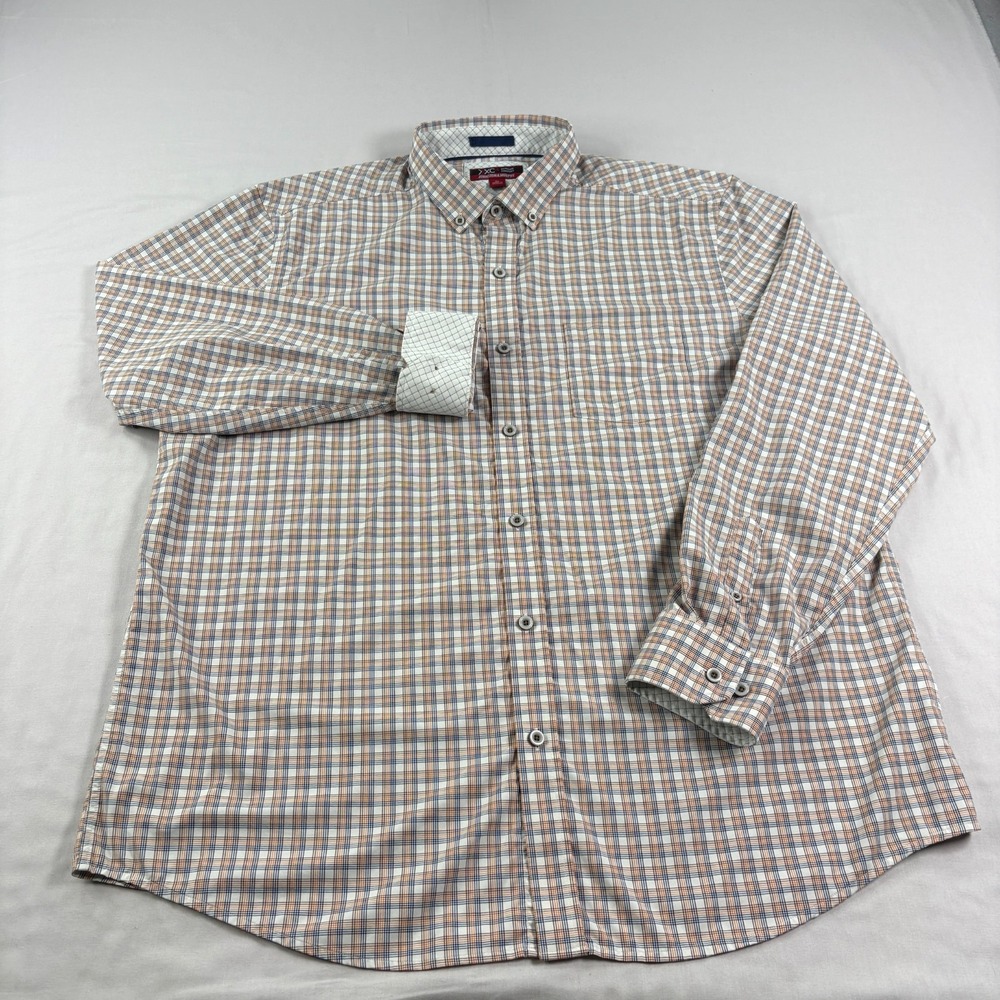Johnston Murphy Shirt Mens XL Plaid‎ Button Up EC4 Stretch Performance Flip Cuff